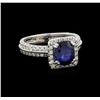 Image 1 : 1.80 ctw Sapphire and Diamond Ring - 14KT White Gold