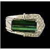 Image 2 : 2.34 ctw Tourmaline and Diamond Ring - Platinum