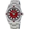 Image 1 : Rolex Stainless Steel VVS Diamond and Ruby DateJust Midsize Watch