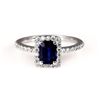 Image 1 : 1.00 ctw Blue Sapphire and Diamond Ring - 14KT White Gold