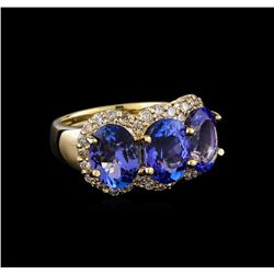 6.87 ctw Tanzanite and Diamond Ring - 14KT Yellow Gold