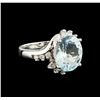Image 1 : 3.8 ctw Aquamarine and Diamond Ring - 14KT White Gold