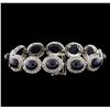 Image 2 : 44.19 ctw Blue Star Sapphire and Diamond Bracelet - 14KT White Gold