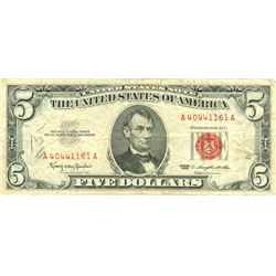 1963 $5 VG/XF Red Seal Note