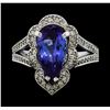 Image 2 : 3.05 ctw Tanzanite and Diamond Ring - 14KT White Gold