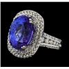 Image 1 : 17.18 ctw Tanzanite and Diamond Ring - 14KT White Gold