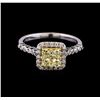 Image 2 : 0.77 ctw Fancy Yellow Diamond Ring - 14KT White and Yellow Gold