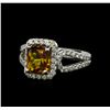 Image 1 : 3.17 ctw Orange Sapphire and Diamond Ring - 14KT White Gold