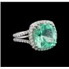 Image 1 : GIA Cert 7.73 ctw Emerald and Diamond Ring - 14KT White Gold