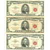 Image 1 : 1963 $5 VG/XF Red Seal Note Lot of 3
