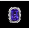 Image 2 : 14KT White Gold GIA Certified 26.74 ctw Tanzanite and Diamond Ring