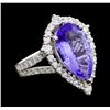 Image 1 : 3.73 ctw Tanzanite and Diamond Ring - 14KT White Gold