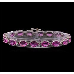 19.75 ctw Pink Sapphire and Diamond Bracelet - 14KT White Gold