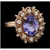 Image 1 : 4.36 ctw Tanzanite and Diamond Ring - 14KT Rose Gold