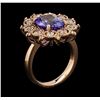 Image 4 : 4.36 ctw Tanzanite and Diamond Ring - 14KT Rose Gold