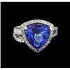 Image 2 : 14KT White Gold 5.22 ctw Tanzanite and Diamond Ring