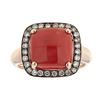 Image 1 : 4.58 ctw Coral and Diamond Ring - 14KT Rose Gold