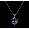 Image 1 : 7.13 ctw Tanzanite and Diamond Pendant and Chain - 14KT White Gold