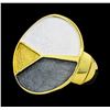 Image 1 : Tri Color Hand Painted Round Ring - Gold Plated