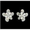 Image 1 : Flower Hand Painted Earrings - Rhodium Plated
