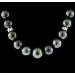 14KT White Gold Tahitian Pearl and Diamond Necklace