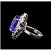 Image 3 : GIA Cert 16.34 ctw Tanzanite and Diamond Ring - 14KT White Gold