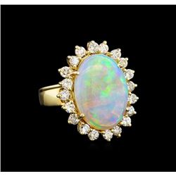 14KT Yellow Gold 6.16 ctw Opal and Diamond Ring