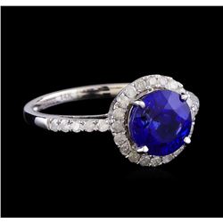 2.80 ctw Tanzanite and Diamond Ring - 14KT White Gold