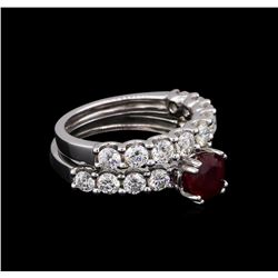 14KT White Gold 1.62 ctw Ruby and Diamond Wedding Set