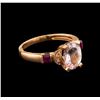 Image 1 : 1.87 ctw Morganite, Ruby and Diamond Ring - 14KT Rose Gold