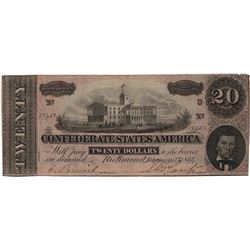 1864 $20 Confederate States of America Bank Note