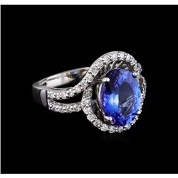 3.00 ctw Tanzanite and Diamond Ring - 14KT White Gold