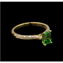 1.13 ctw Tsavorite and Diamond Ring - 14KT Yellow Gold