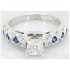 Image 6 : 1.22 ctw Diamond and Sapphire Ring - 14KT White Gold