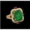 Image 1 : 14KT Yellow Gold 6.04 ctw Emerald, Ruby and Diamond Ring