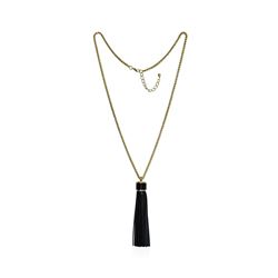 Leather Tassel Chain Necklace - Gold Plated