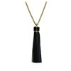 Image 2 : Leather Tassel Chain Necklace - Gold Plated