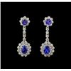 Image 1 : 14KT White Gold 3.22 ctw Tanzanite and Diamond Earrings