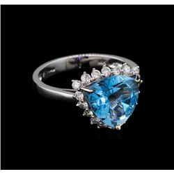 14KT White Gold 4.47 ctw Blue Topaz and Diamond Ring