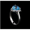 Image 4 : 14KT White Gold 4.47 ctw Blue Topaz and Diamond Ring