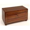 Image 1 : A Mahogany Tea Caddy, with brass string inlay, on small bun feet, 30 cm  See illustration £70 - 1...