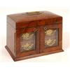 Image 1 : A Victorian Walnut Jewellery Box, the lift up lid with a fitted interior above a pair of bevel gl...