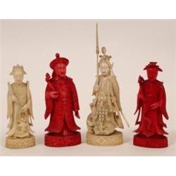 A Late 19th Century Chinese Carved and Natural Stained Ivory Part Chess Set,  See illustration £2...
