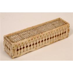 A Napoleonic Prisoner of War Bone Cribbage Box, 11.5 cm  See illustration £50 - 60...