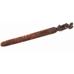 A Victorian Tortoiseshell Page Turner, monogrammed, with cherub finial, 35 cm (boxed)  See illust...