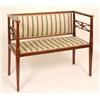 Image 1 : An Art Nouveau Mahogany Two Seat Settee, with tulip inlay, upholstered back and seat, on square t...
