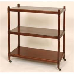 A Late 19th Century Three Tier Walnut Buffet, with square and reeded supports, 92 cm  See illustr...