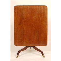 A 19th Century Mahogany Tilt Top Breakfast Table, on a turned column with a tripod base, 109 cm...