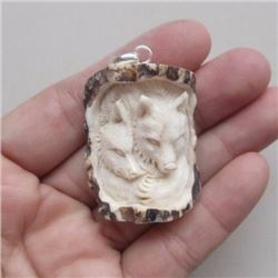 Hand Carved Wolf Pendant