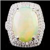 Image 1 : 18K Gold 5.89ct Opal & 1.04ct Diamond Ring